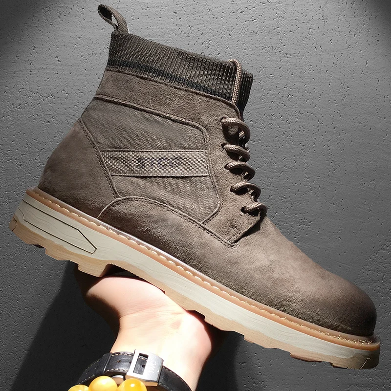 

European style martin shoes genuine leather outdoor hiking shoes for men, Brown