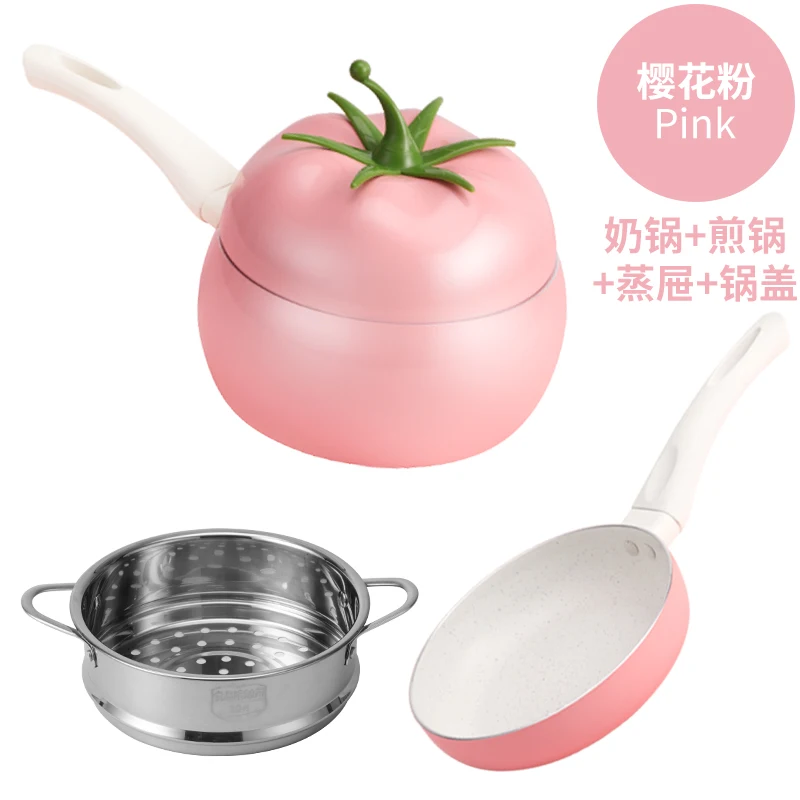 

pink baby milk pan Fruit cookware set aluminum non stick coating pot pan fry induction