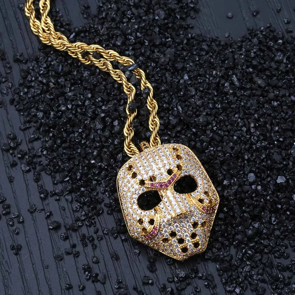 

Hiphop 18K Gold Plated Zircon Face Pendant Necklace