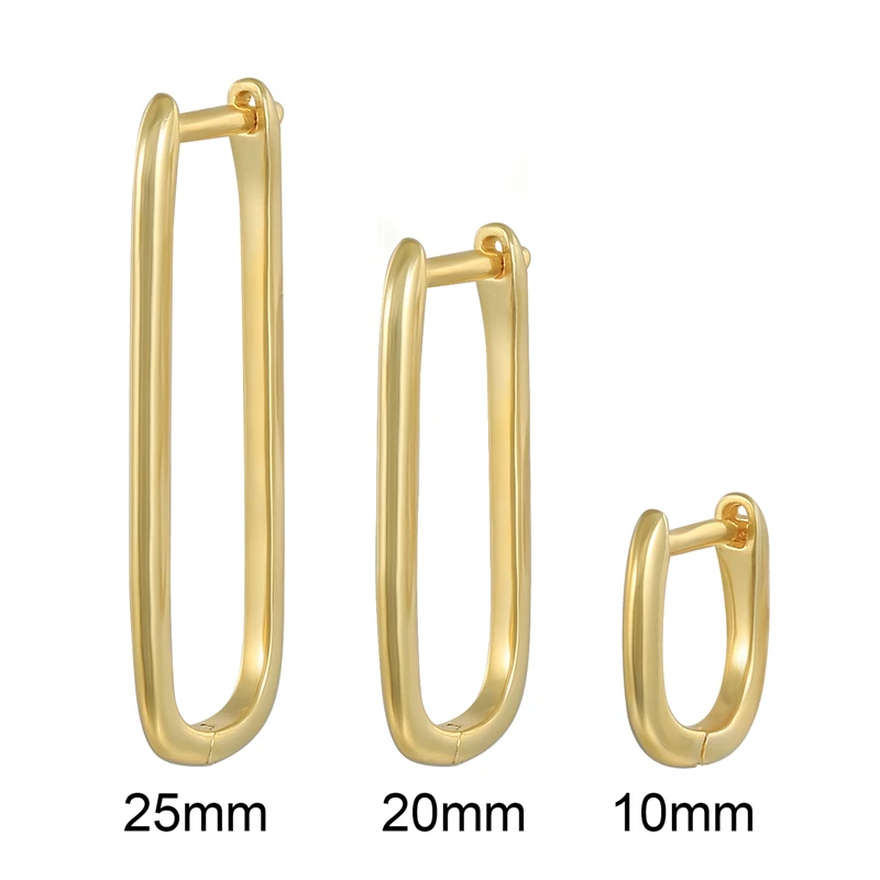 

new fashion statement earrings 925 sterling silver u-shaped gold plated hoop earrings small and big earrings set for women