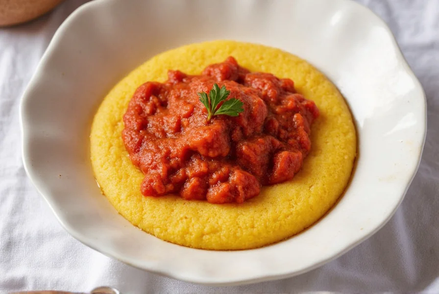 Red sauce simmering in a pot with fresh herbs