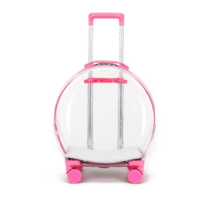 

Fashion Style Full Transparent Rolling Pet Trolley Carriers Bags for Cats Dogs Travelling, Green, pink, blue, orange.