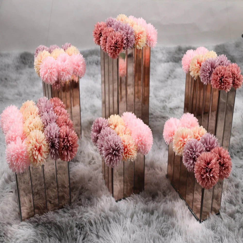 

rose gold flower cubes mirror square vase made in china