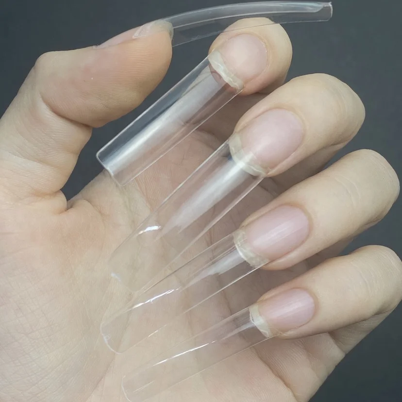 

Newest ABS XXL French False Nails Clear Natural Coffin Nail Tip Factory Artificial Fingernails Straight Tapered Square Nail Tips