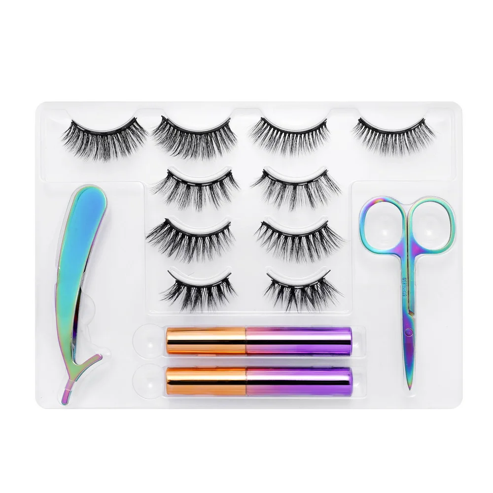 

2021 Best-selling 3D magnetic silk multiple pairs of mixed set false eyelashes New product set suit