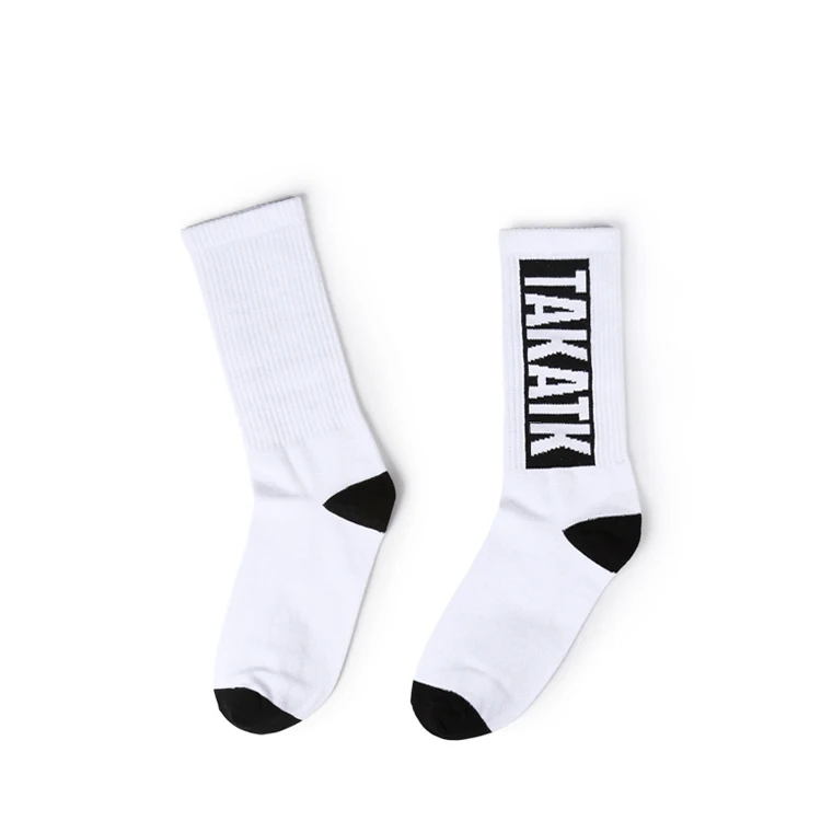 

Anti-Bacterial Custom Basketball Outdoor Sport White Socks Black Letter print Men socks, Custom color
