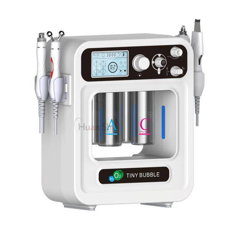 

4 in 1 Hydra Oxygen Jet Peel Facial Machine / Hydro Dermabrasion Oxygen Small Bubble Machine, White