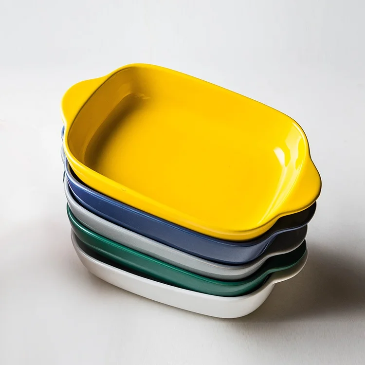 

MONAZONE Ceramic double ear baked rectangular baking bowl bakeware