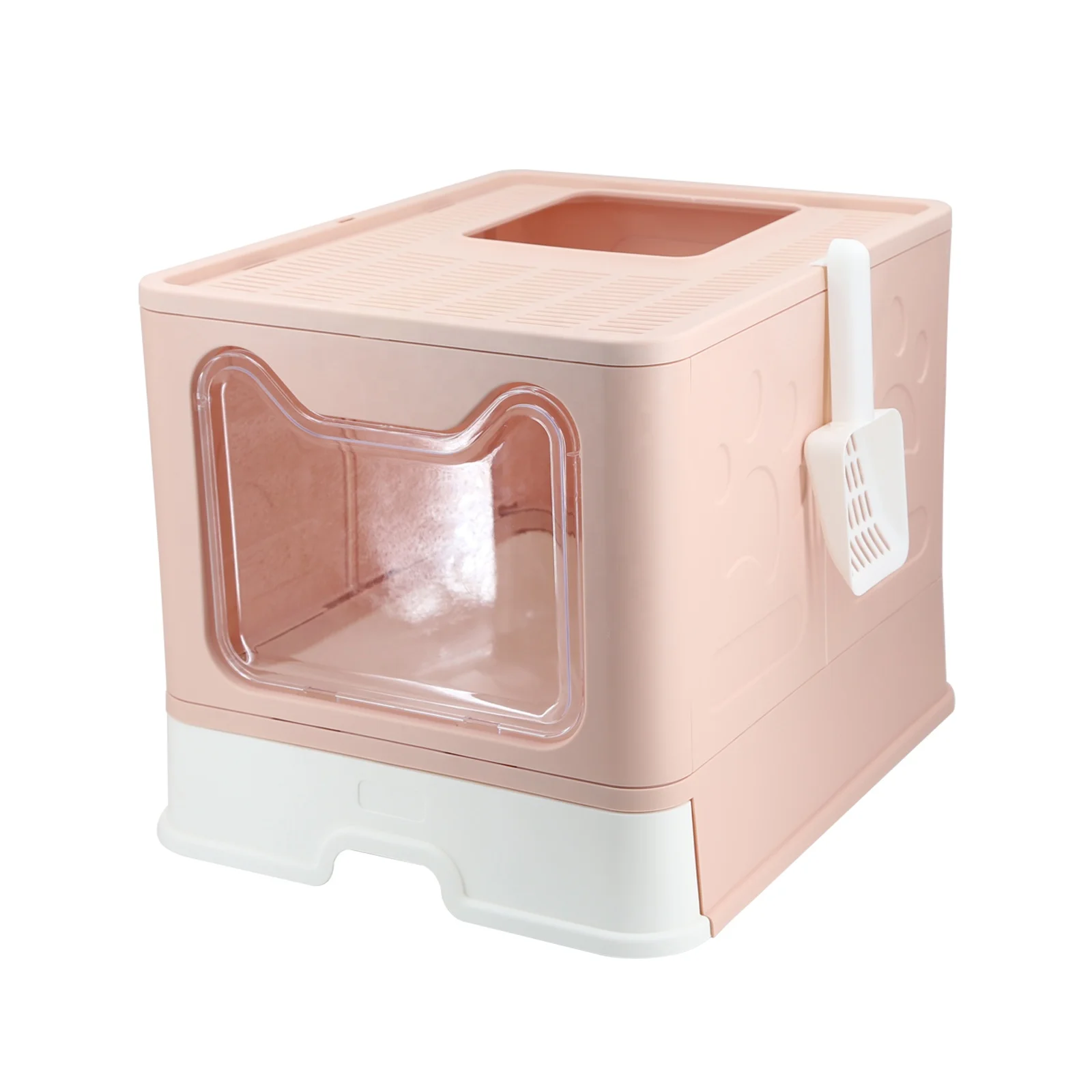 

petkit enclosed auto foldable smart cat litter box automatic self cleaning big house cat litter box for cats, Pink,grey,green