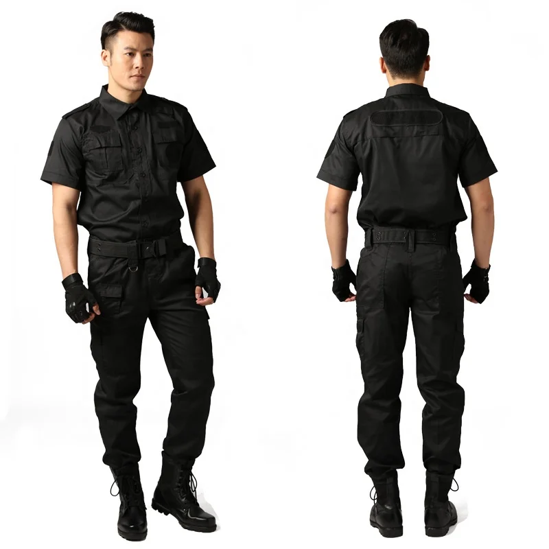 

Factory wholesale unisex black security uniforms training suit customized accessories, White, black, light blue