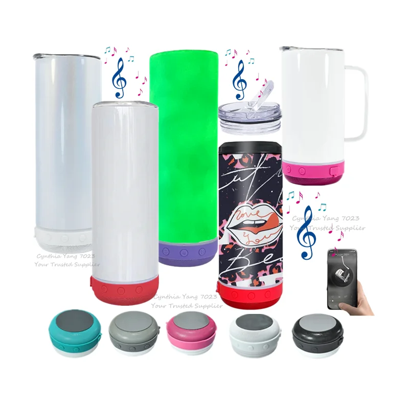 

Cynthia Yang sublimation goods 14oz 16oz 20oz skinny speaker 4 in 1 can coolers speaker sublimation tumbler wireless speaker