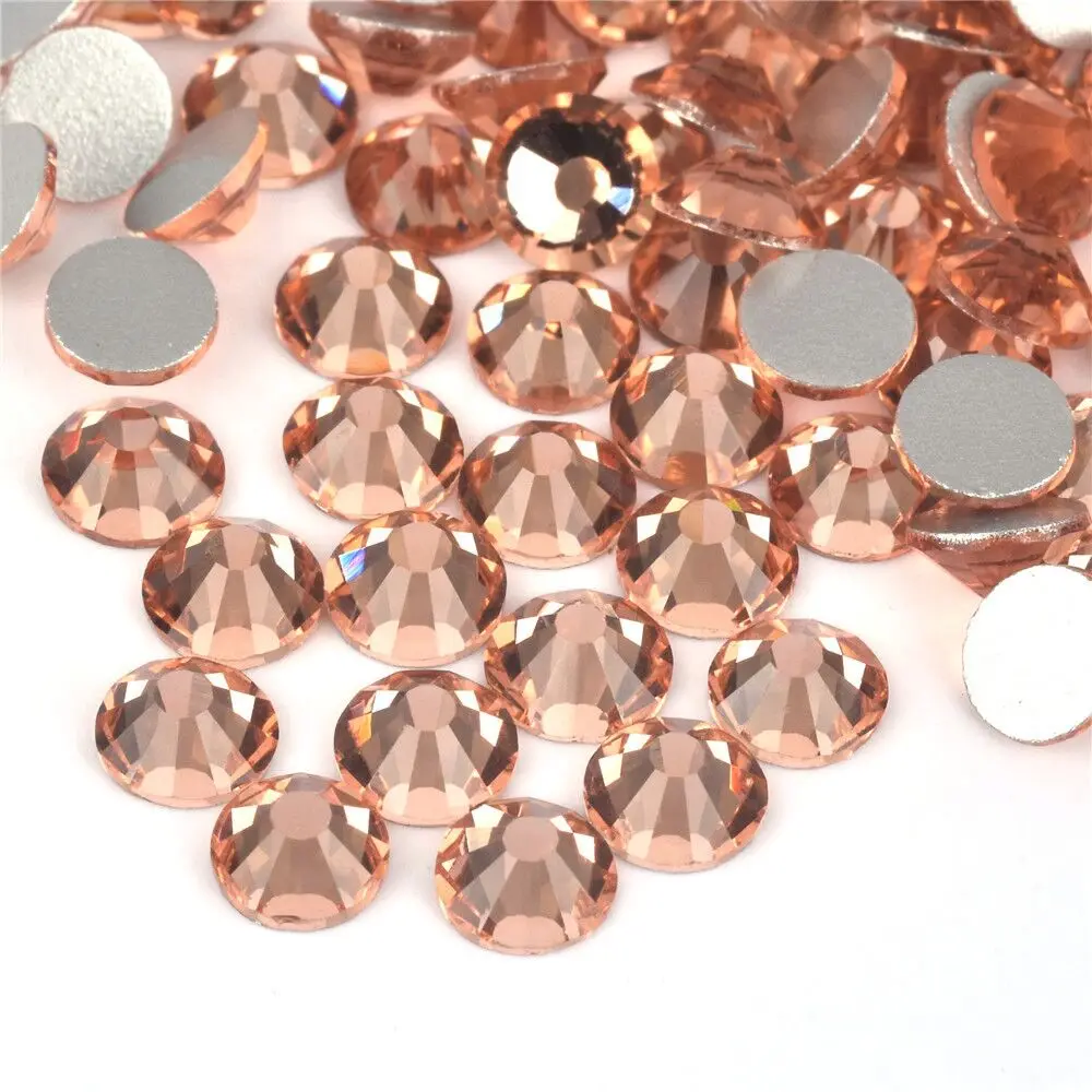 

Factory Wholesale 100% Good Feedback Glass Strass Light Peach Non Hot Fix Crystal Rhinestone For Nail Art Crafts