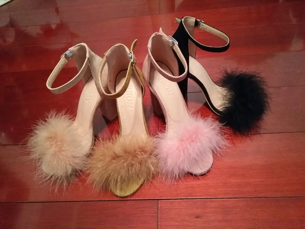 
F20621A Wholesale fashion women high heels shoes suede fur sandal for ladies 