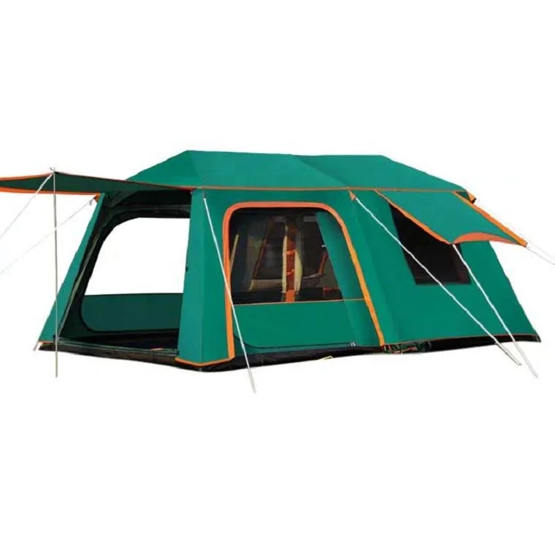 

2021 new design 2 Bedrooms 1 Living Room wholesale double layers Automatic Big Family Camping Tent