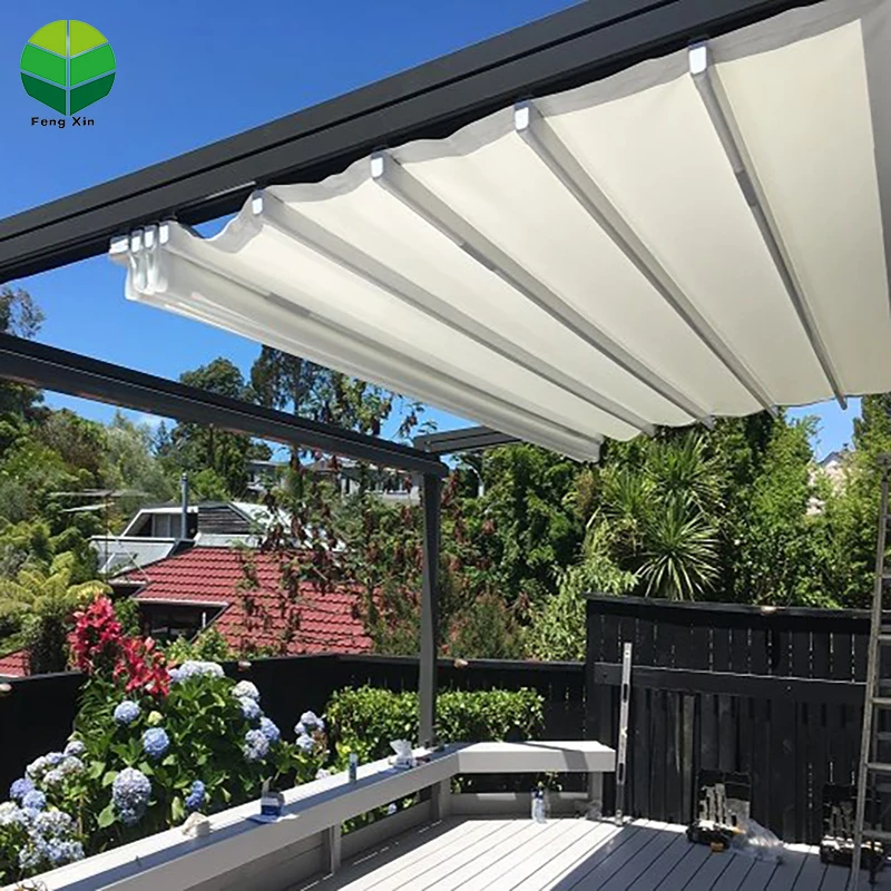 

Folding Patio Motorized Awning Retractable roof pvc Electric Side Restaurant aluminum Pergola, Customized