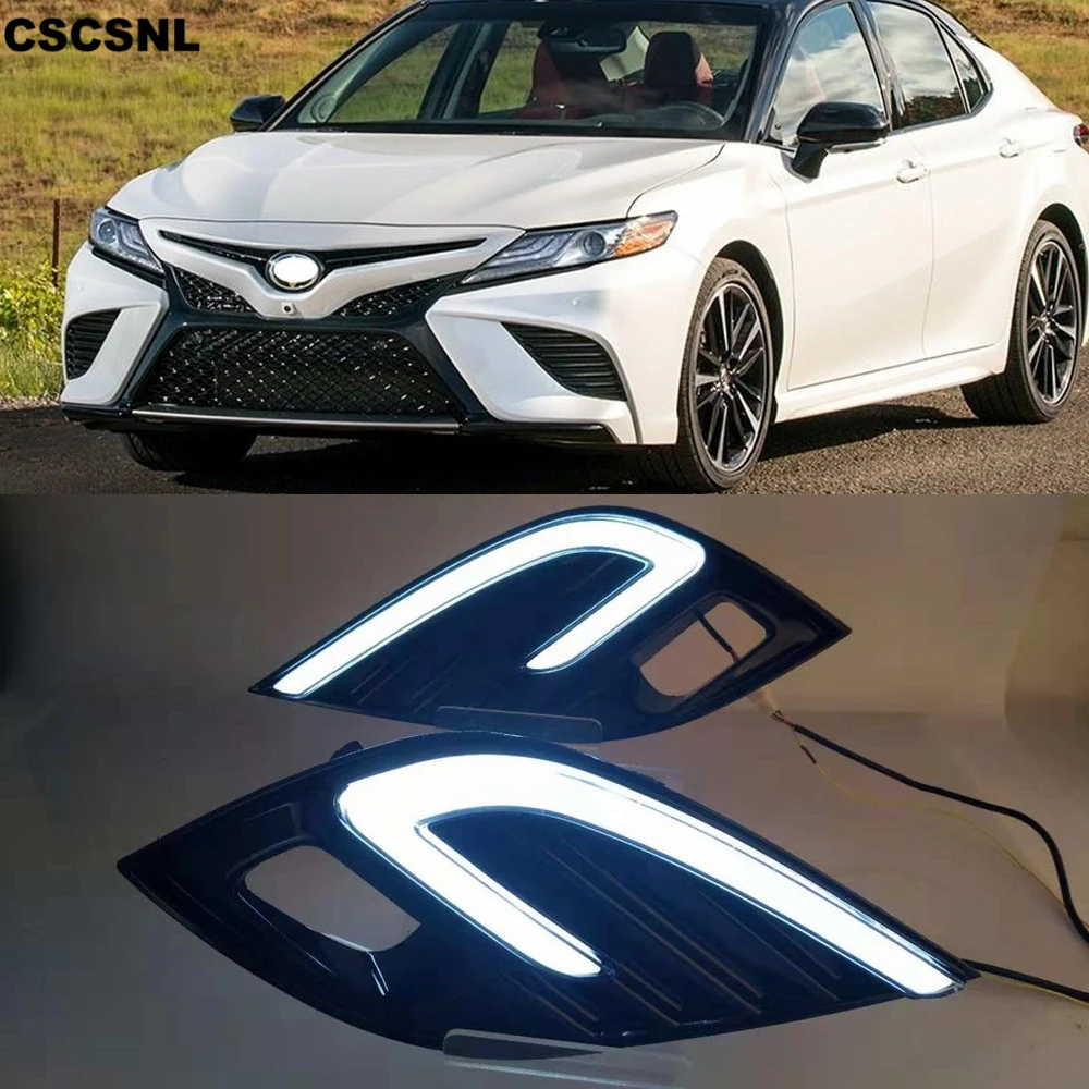 For Toyota Camry 2018 2019 XSE SE DRL LED Fog Lamp Daytime Running Lights Daylight With Turn Signal lamp Car Styling