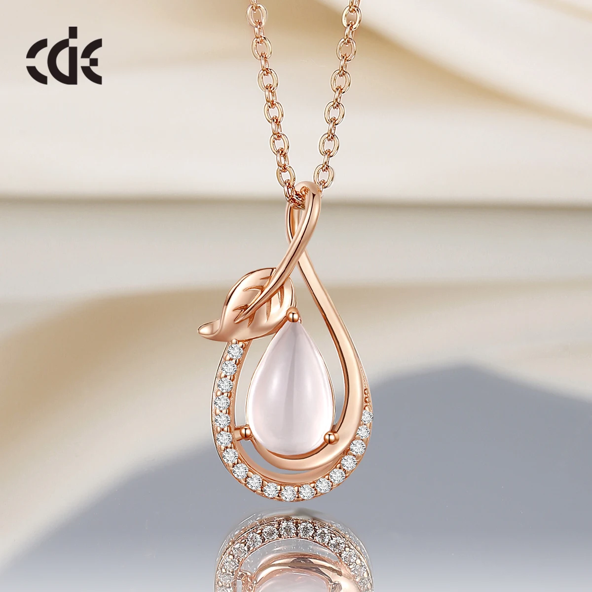 CDE YN1138 Design Patent Silver 925 Jewelry DIY Natural Rose Quartz Necklace Gemstone Rose Gold Plated Sterling Silver Necklace