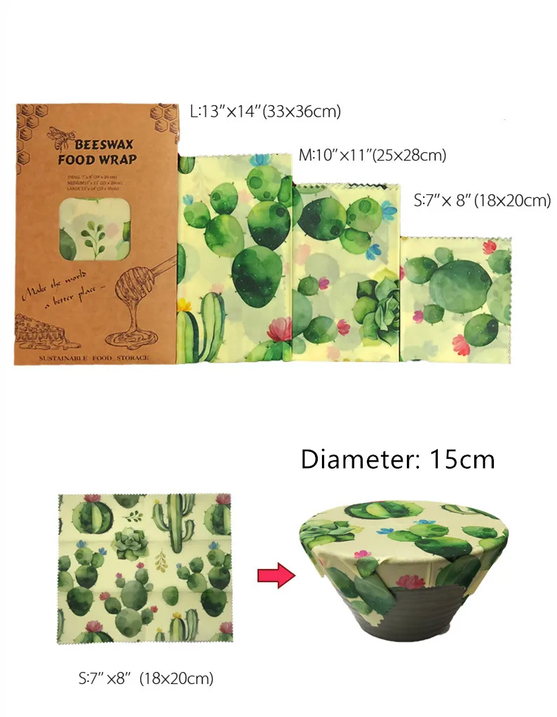 Reusable eco friendly natural beeswax food wrap cotton fabric