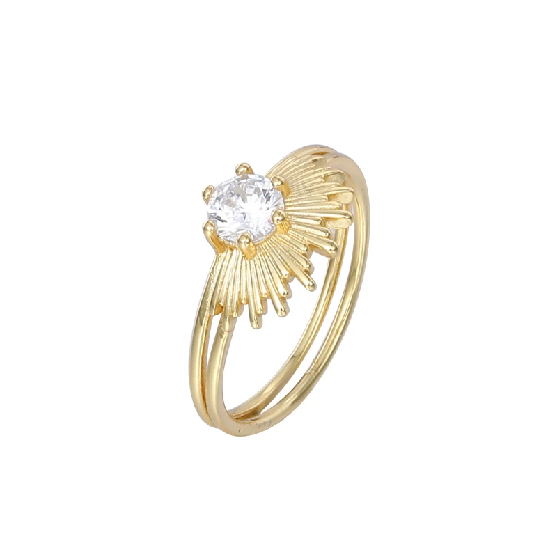 

S925 sterling silver double gold ring temperament light luxury zircon ring