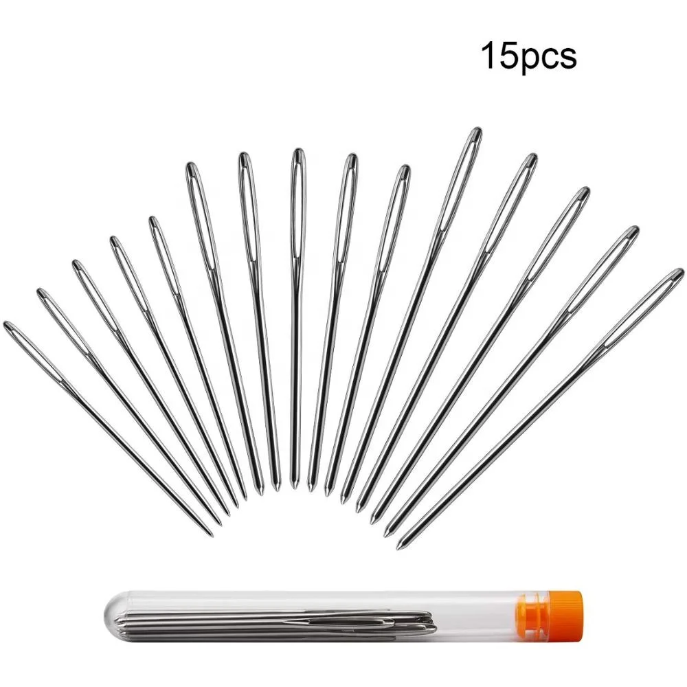 15 Pcs Big Eye Hand Sewing Needle Needles With A Clear Storage Tube