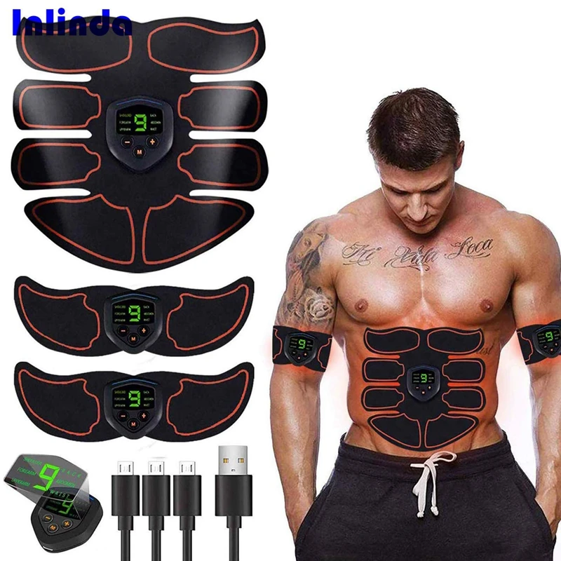 

Abs Trainer Abdominal Belt, EMS Muscle Stimulator with LCD Display & USB Rechargeable,Ab Belt Toning Gym Workout Machine, Black with red