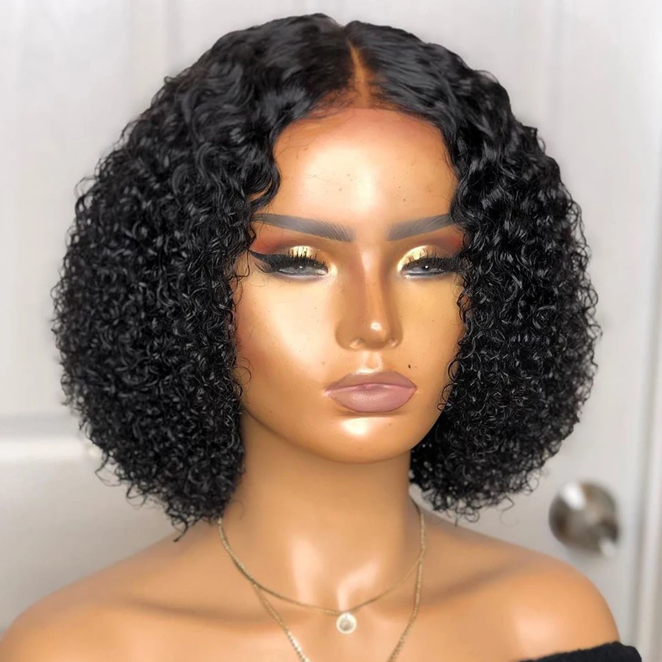 

Curly Short BOB Full Lace Wig Human Hair for Black Women With Baby Hair Brazilian Remy Hair Pre Plucked Bleached Knot
