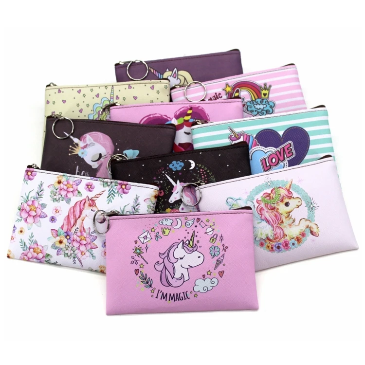 

Cartoon 3D Square Unicorn Coin Purse Girls Hand Wallet Promotional Card Bags
