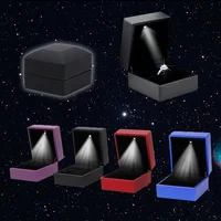 

Hot Selling LED Lighted Earring Ring Gift Box Wedding Engagement Ring Jewelry Display customize logo