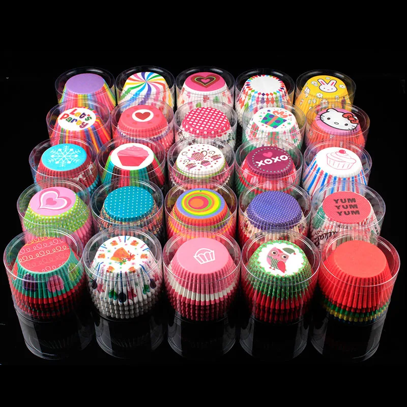 

Amazon Hot Sale 100pcs/Box Mini Paper Baking Cake Cup Utensils Muffin Cake Paper Tray, Multi-colors