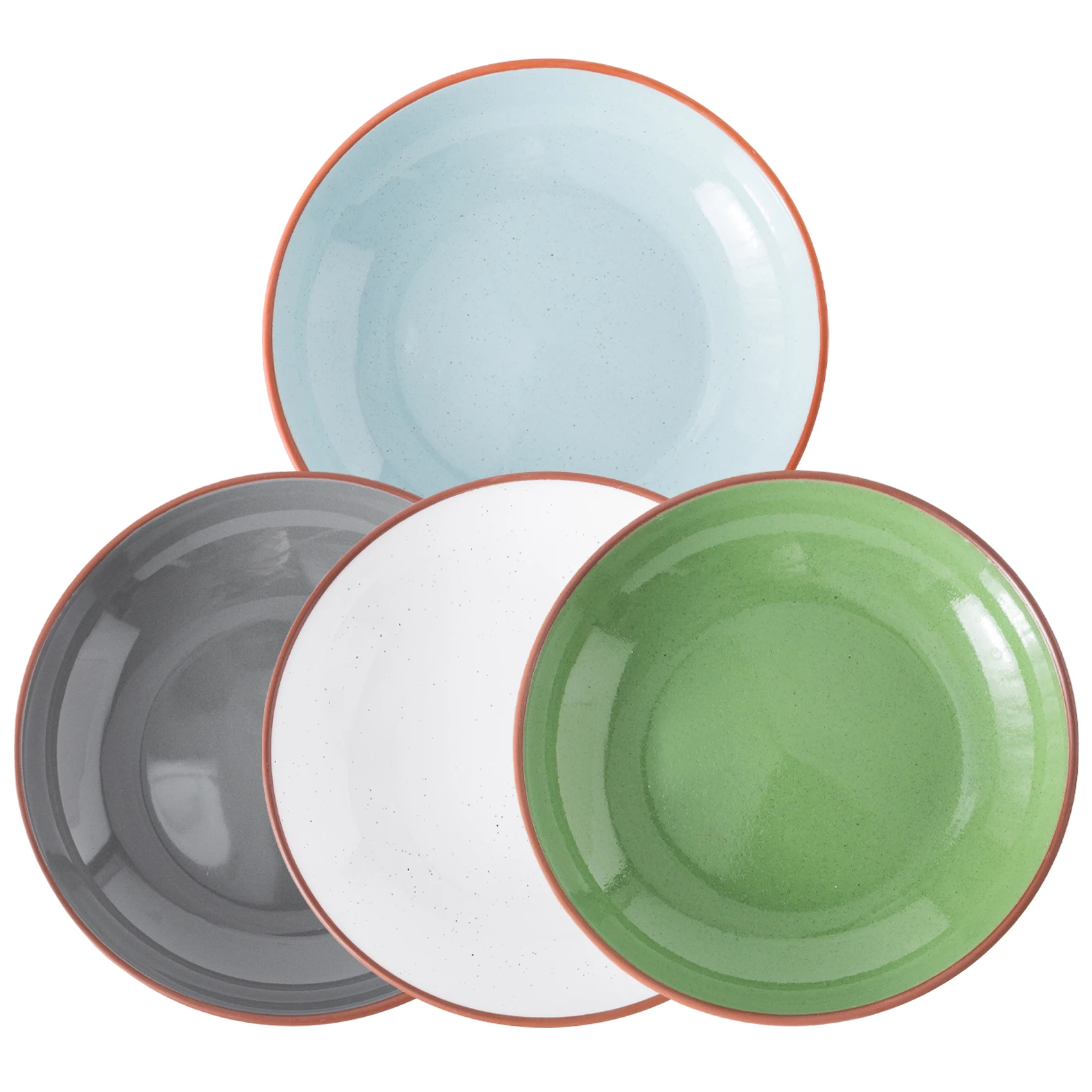 

Custom Set of 4 Color Glazed Terracotta Deep Plate Ceramic Dinnerware Dinner Dish & Plate