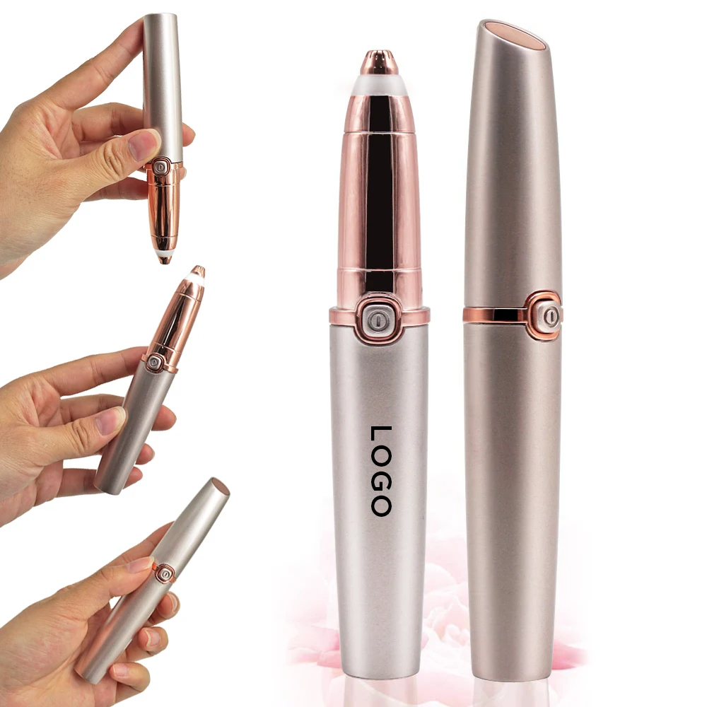 

Portable Facial Hair Removal Razor USB Rechargeable Eyebrows Trimmer Epilator Electric Eyebrow Hair Remover, Rose gold