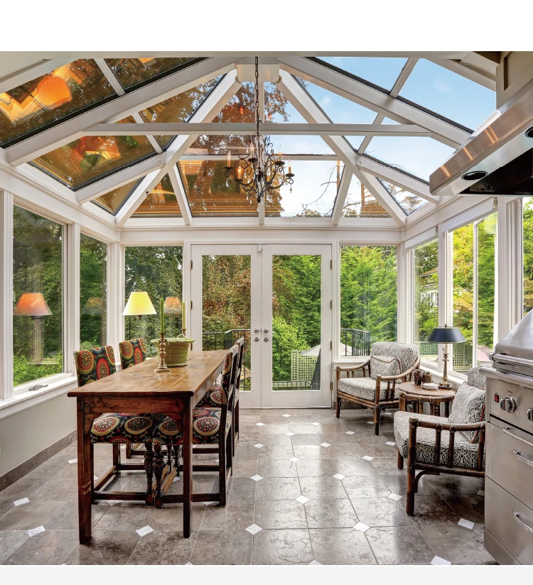 Modern Four Season Prefabricated Free Standing Tempered Conservatory