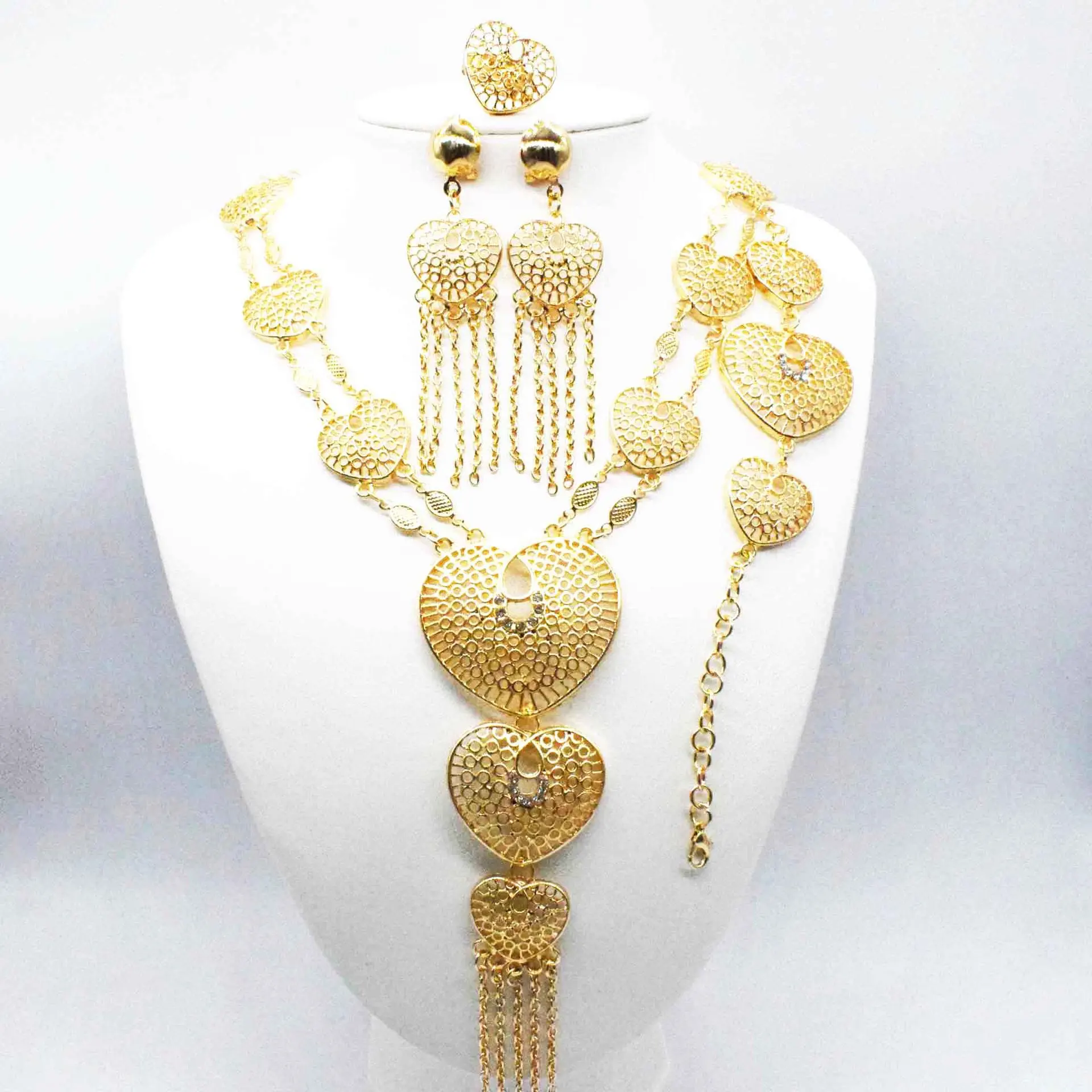 

Fashion custom tassel bridal women gold african jewelry sets