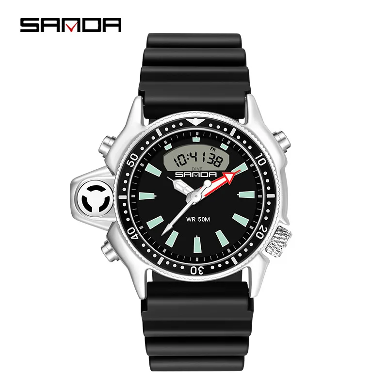 

Sanda New Tide Brand European and American Big Dial Watch Sports Multifunctional Outdoor Waterproof Women Man Watches