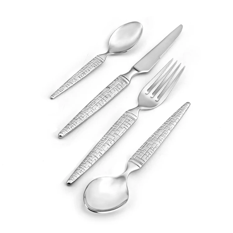 Hot Sale High End Hotel Party Wedding Restaurant Tableware Silverware Set 4 Piece Spoon Fork Stainless Steel Flatware Cutlery