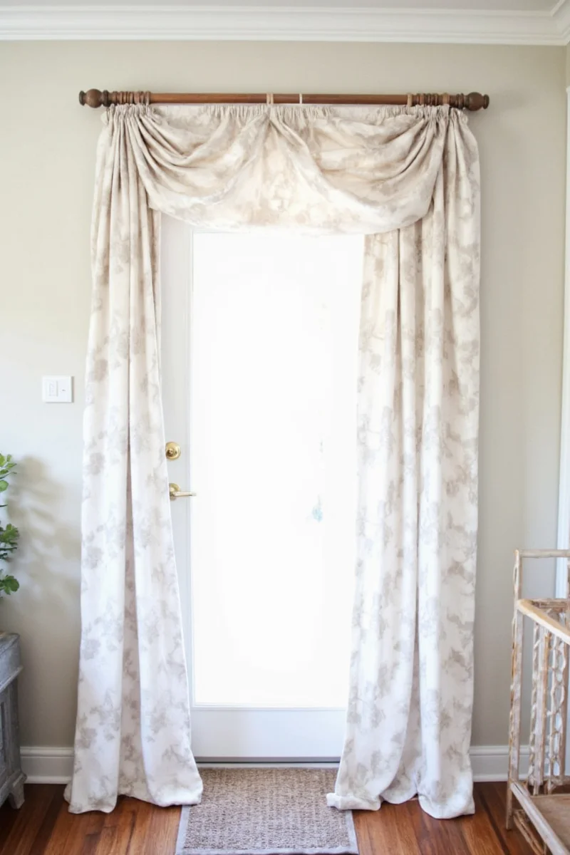 Boho curtain above sliding glass door