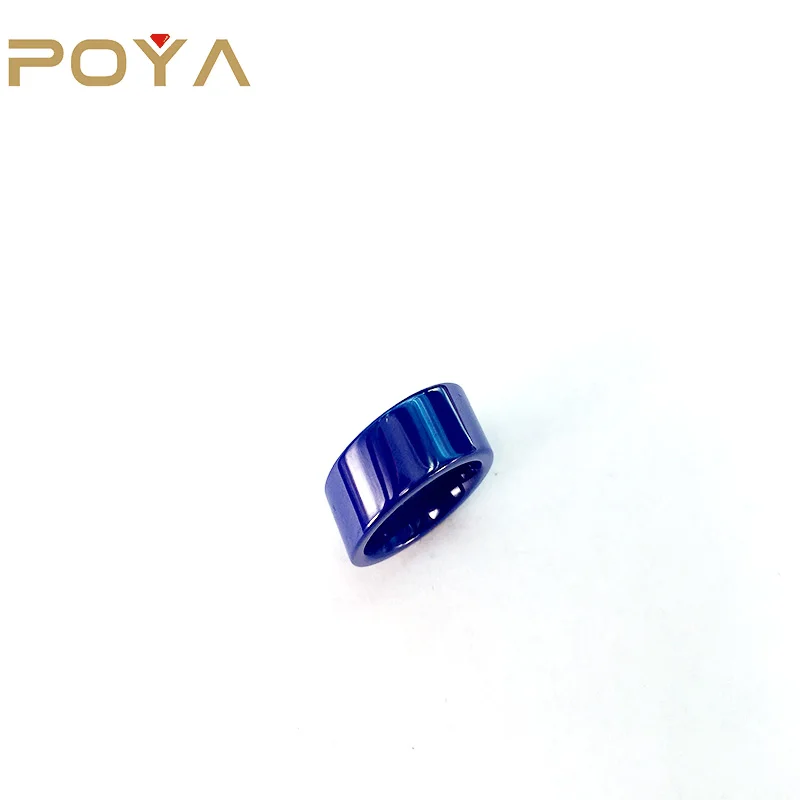 

POYA 8mm Blue Ceramic Ring Wedding Band Comfort Fit