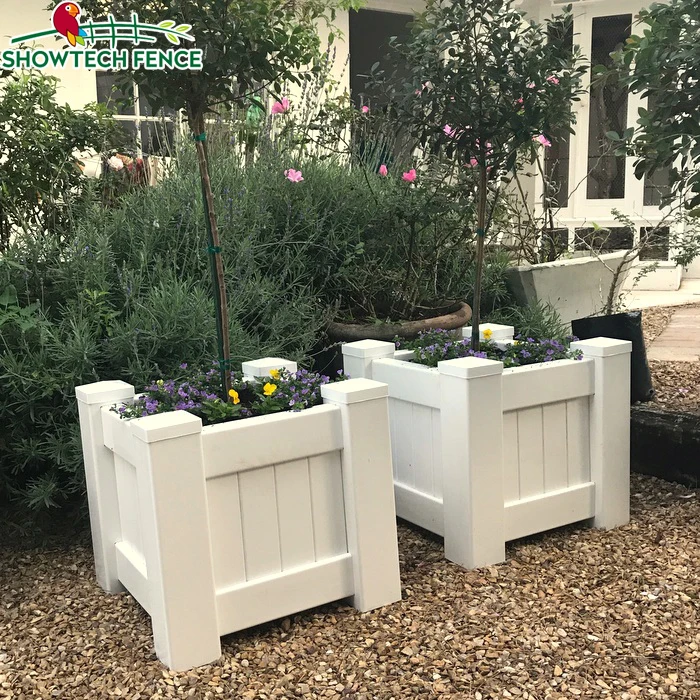 

eco herb long balcony indoor elevated tall plastic rectangular raised planter box outdoor large garden, White/grey/tan/adobe/red wood
