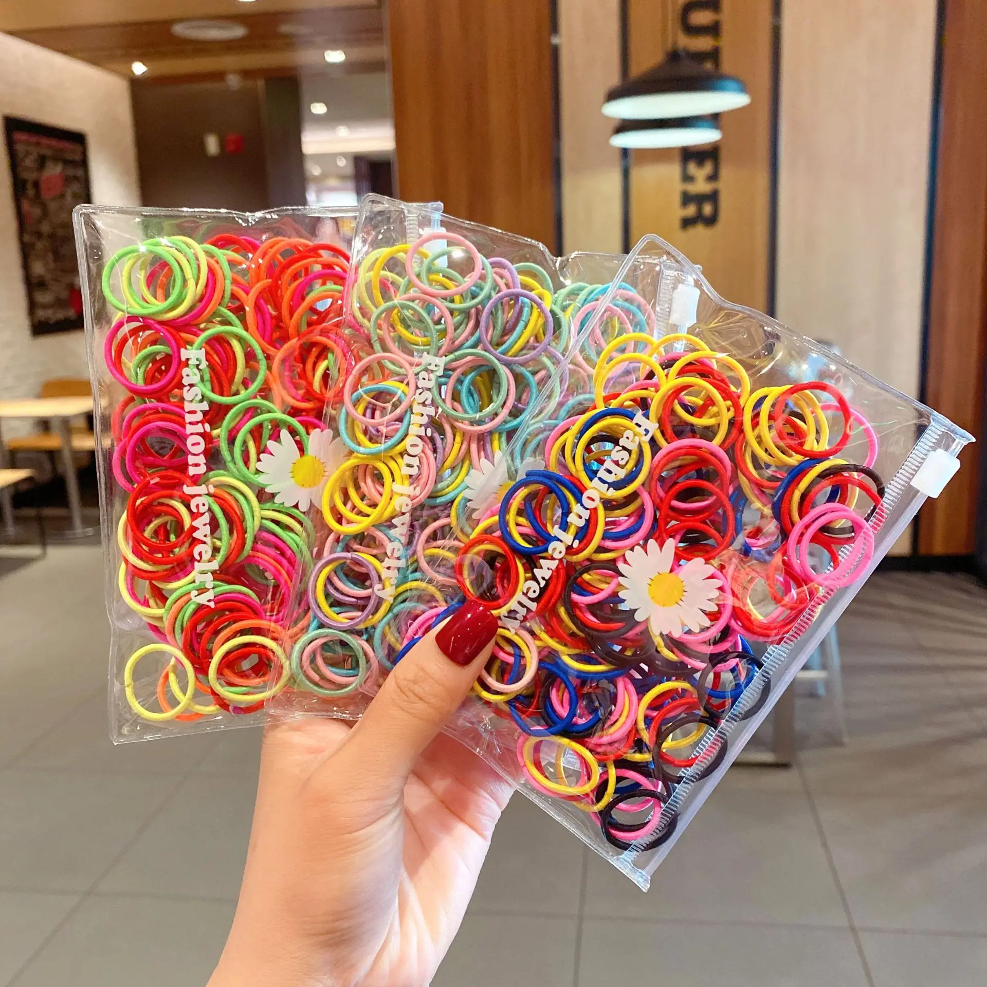 

Colored Small Circle With High Elasticity Ponytail Holder Kids Hair Ties Korean Set