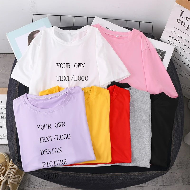 

Customized logo pattern text women's short sleeve T-shirt bottoming top for men and women's lovers