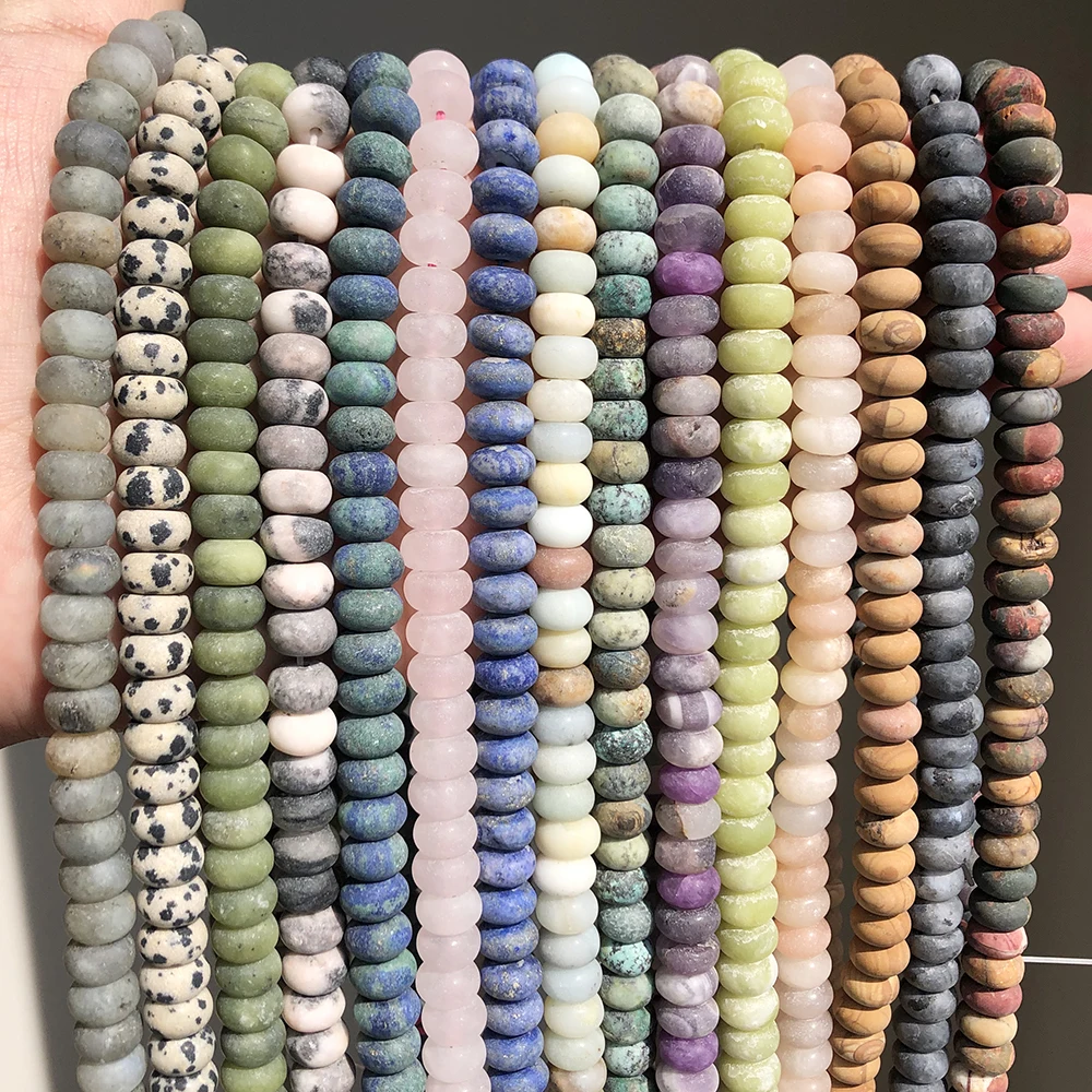 

Wholesale 5*8mm Frosted Matte Obsidian/Labradorite/Amethyst/Agates Stone Abacus Spacer Beads for Bracelet Necklace DIY