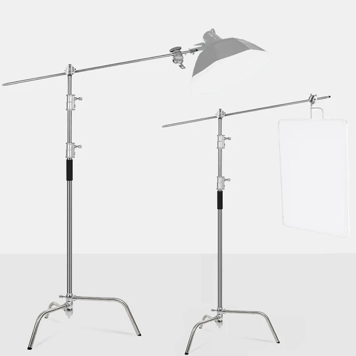 

3.3M C Stand Photography Heavy Duty Light Stand with Bar Photo Studio C Type Tripod Stands, Silver