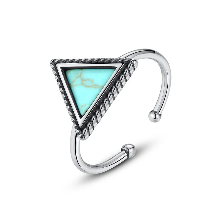 

New Product Wholesale Handmade Adjustable Geometric Triangle Split Ring For Gift