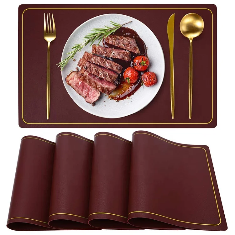 

Fast Delivery Wholesale Custom Washable Waterproof Rectangle Table Mat PVC Leather Placemat Elegant Luxury Table Mat