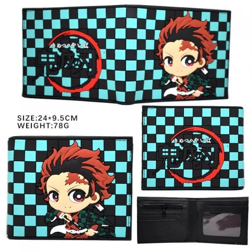 

4 Designs Most Popular Demon Slayer Kimetsu no Yaiba Cartoon Design Coin Purse Rubber Anime PVC Wallet, As picture