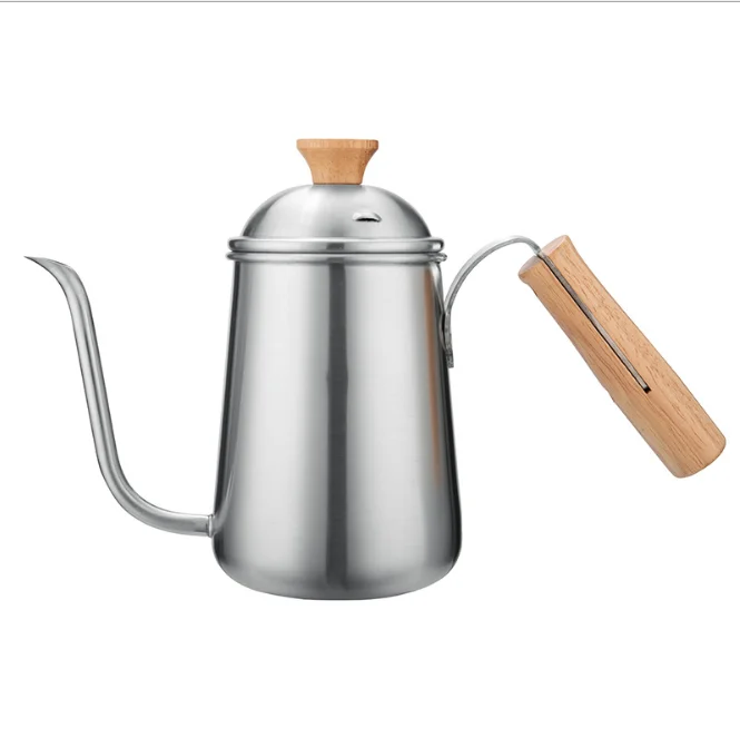 

Stainless Steel Gooseneck Coffee Pot Wood Handle Drip Coffee Kettle For Outdoor Camping Tea Coffee Brewing, Color