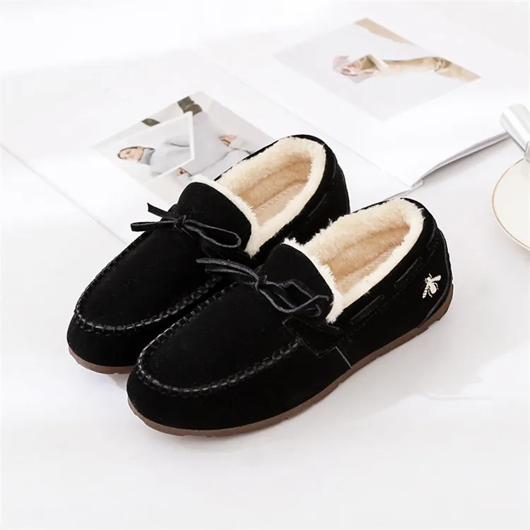 

Winter New Style One Foot Cotton Shoes Women Warm And Plush Low Top Home Casual Shoes Flat Beans Shoes, As picture