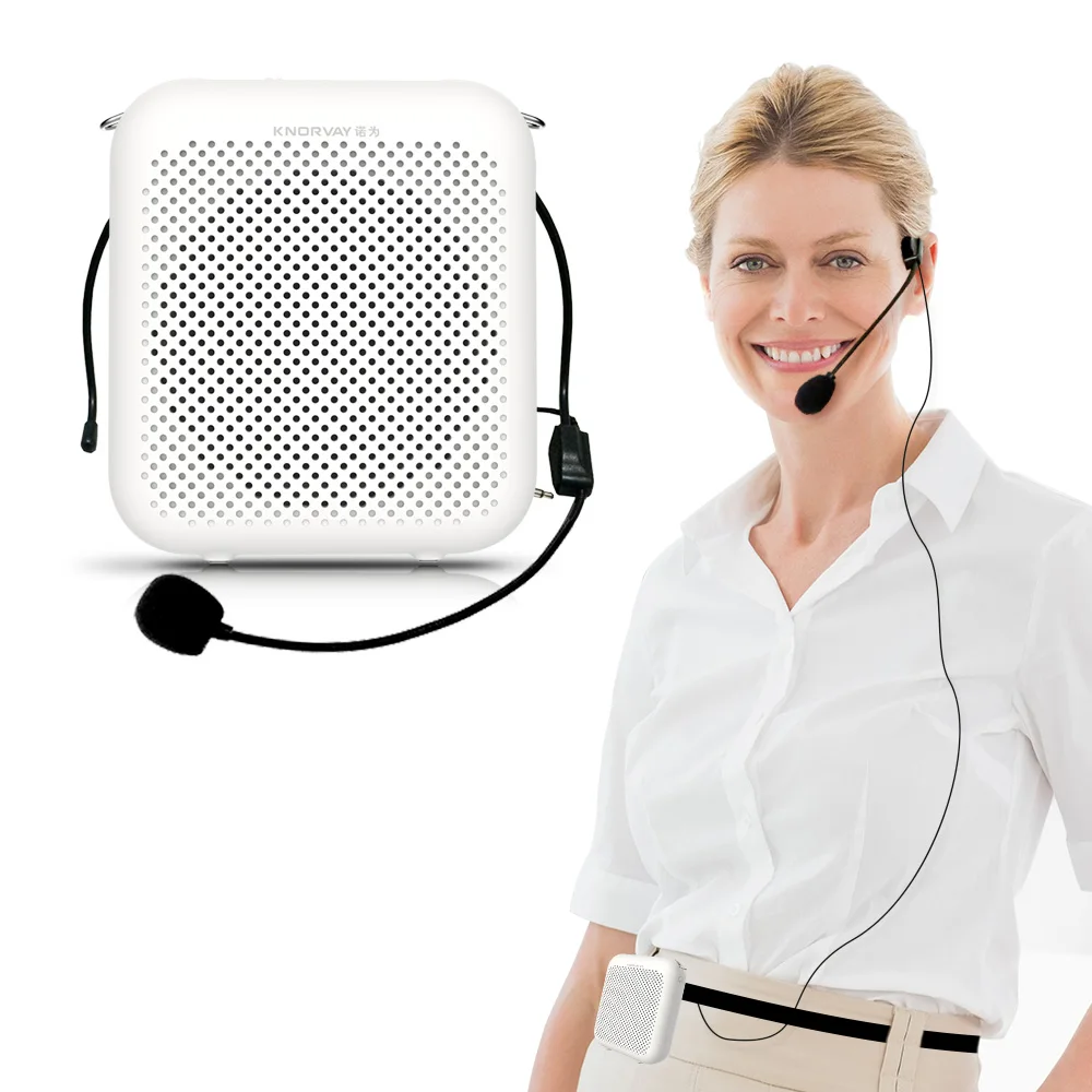 

Wired Microphone Waistband Teaching VOICE AMPLIFIER SPEAKER Portable Headphone Amplifier, White