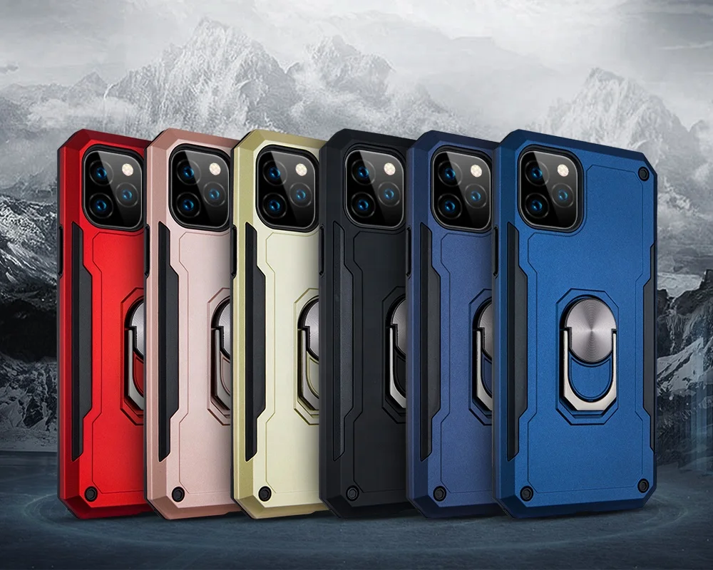 

TPU PC Hybrid Shockproof 360 Metal Kickstand Magnetic Car Mount Back Cover Phone Shell for iPhone 11, Multi