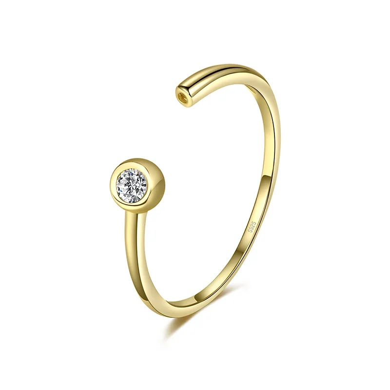 

XIXIA Wholesale Fashion Fine Jewelry 925 Sterling Silver Ring Gold Plated Trendy Simple CZ Diamond Adjustable Rings for Women